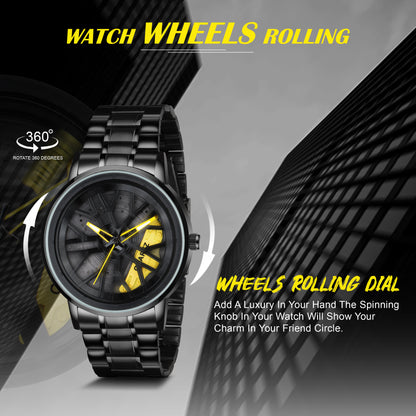 MotionX Rotating Roulette Dial Stainless Steel Strap Analog Watch for Men