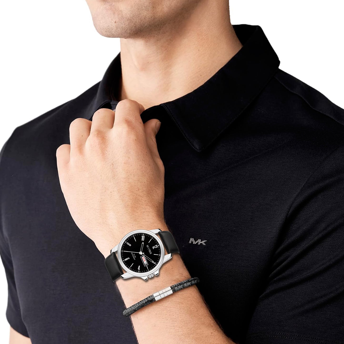 Matrix Hype Day & Date With Leather Strap Analog Watch For Men