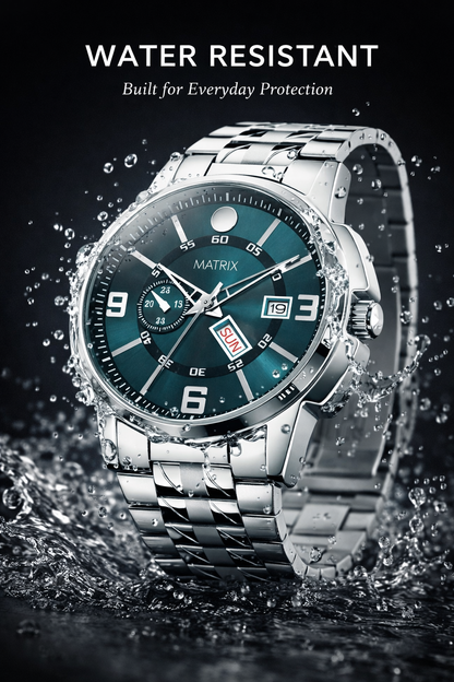 Matrix Superior Day & Date With Stainless Steel Strap Analog Watch For Men