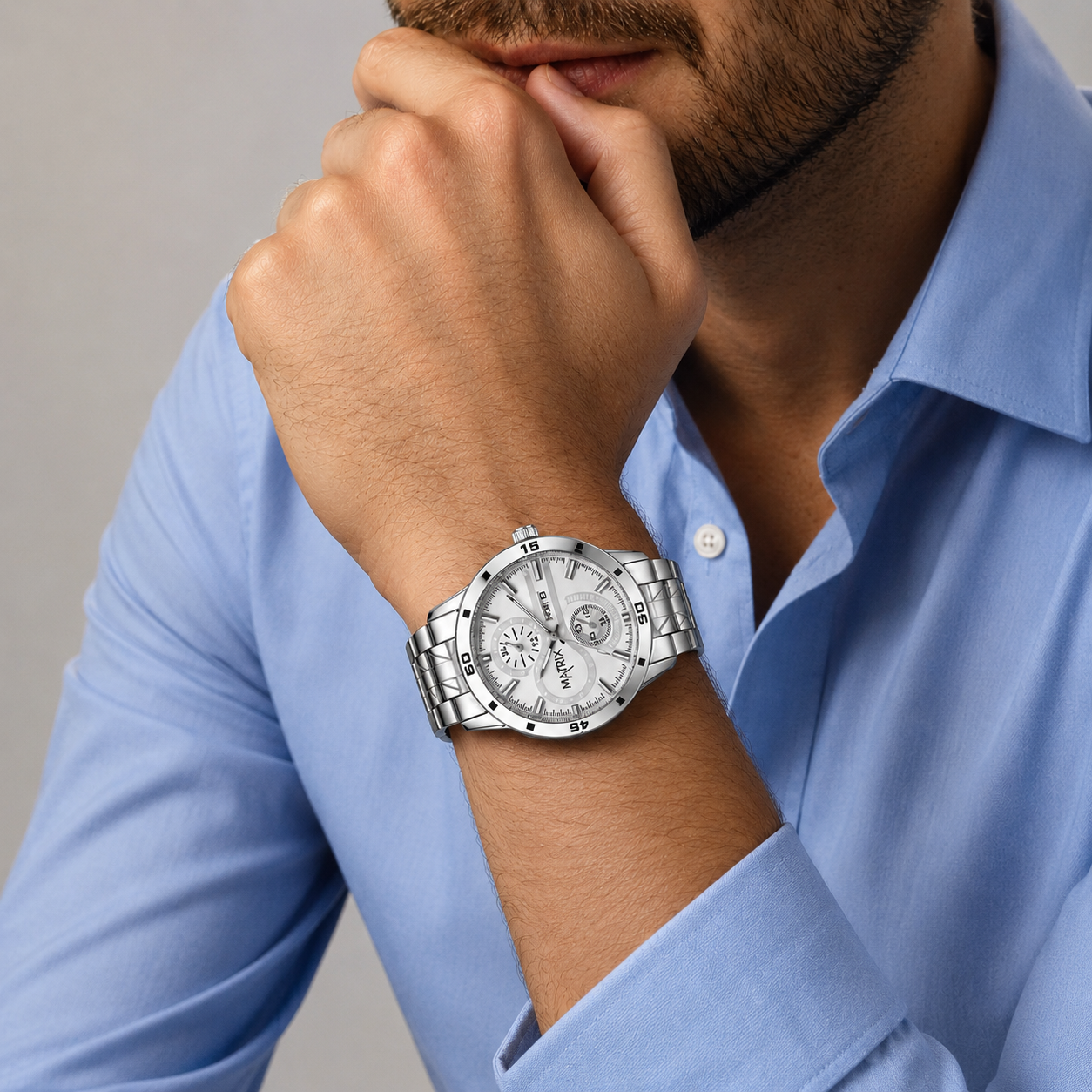 Matrix Superior Day & Date With Stainless Steel Strap Analog Watch For Men