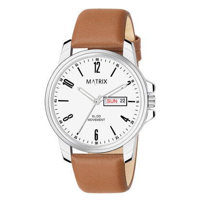 Matrix Hype Day & Date With Leather Strap Analog Watch For Men