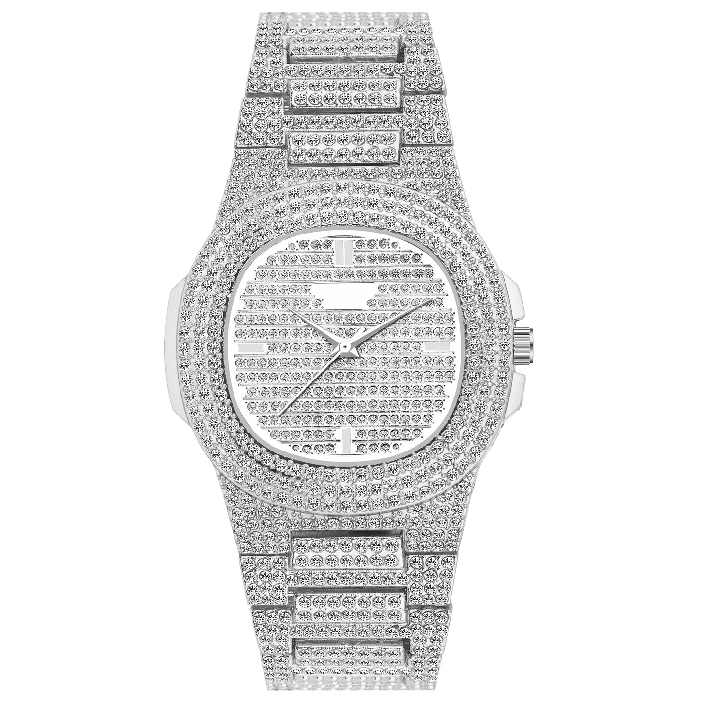 Matrix Modern Stone Studded Dial & Stainless Steel Chain Analog Watch For Men