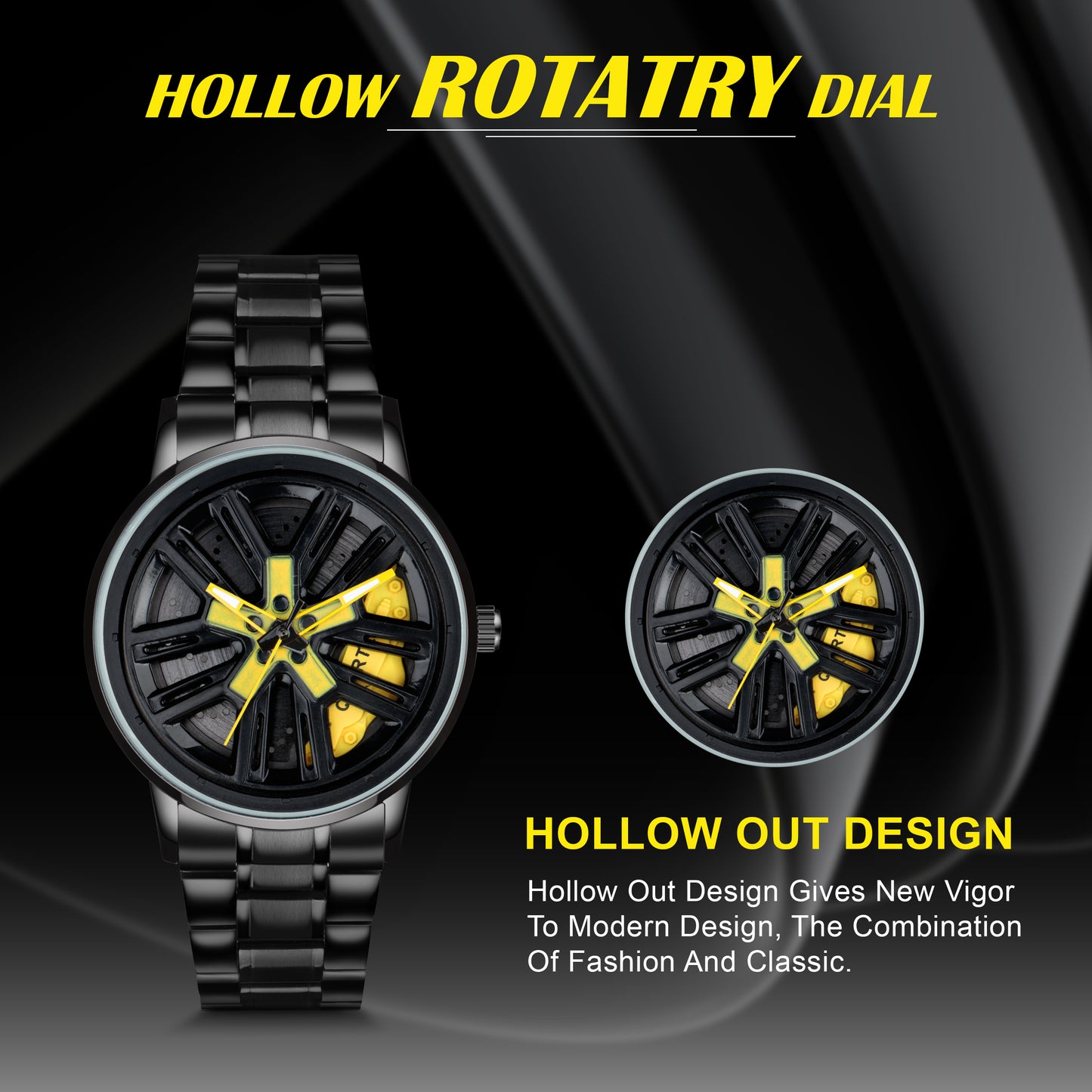 MotionX Spinning Car Wheel Dial Chain Strap Analog Watch for Men