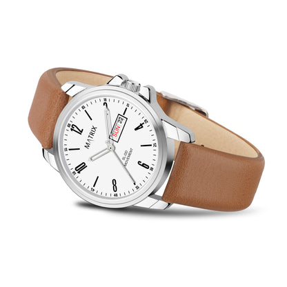 Matrix Hype Day & Date With Leather Strap Analog Watch For Men