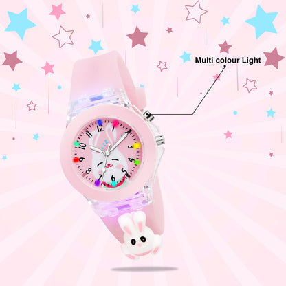 Matrix Analog 3D Rabbit on Strap & Lights Analog Watch For Kids