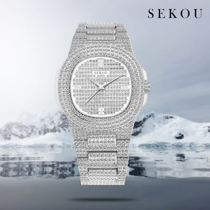 Matrix Modern Stone Studded Dial & Stainless Steel Chain Analog Watch For Men