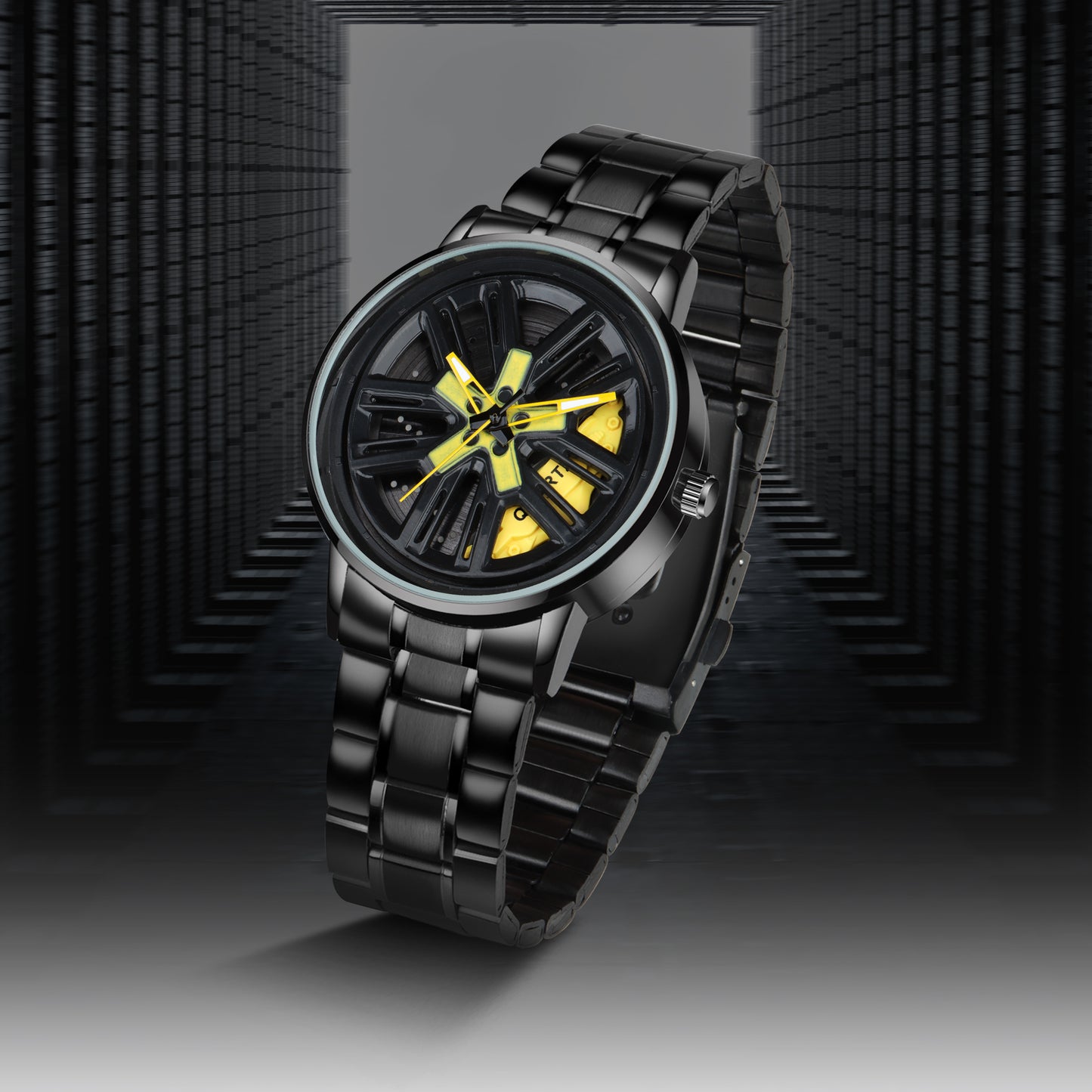 MotionX Spinning Car Wheel Dial Chain Strap Analog Watch for Men