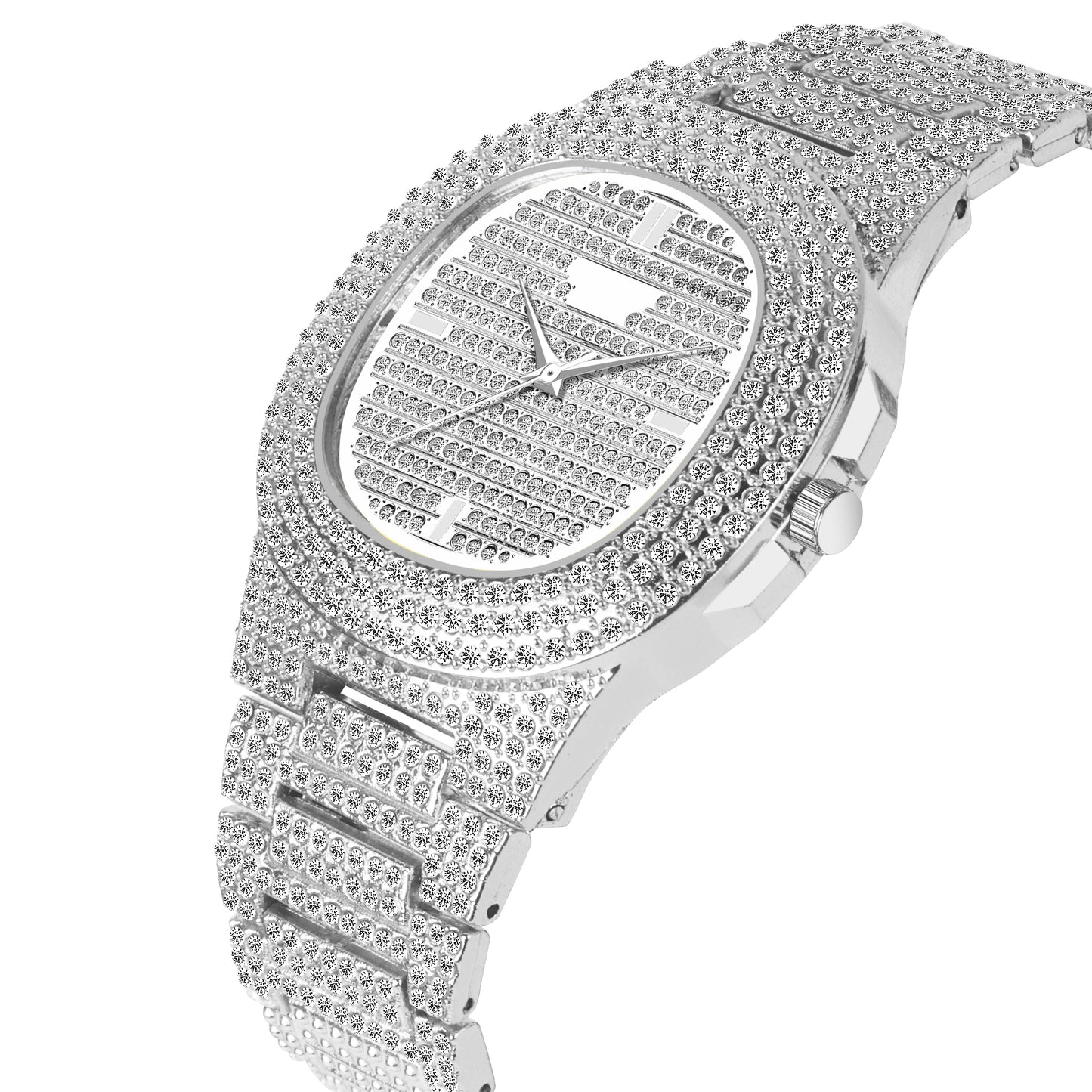 Matrix Modern Stone Studded Dial & Stainless Steel Chain Analog Watch For Men