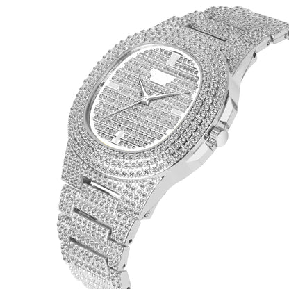 Matrix Modern Stone Studded Dial & Stainless Steel Chain Analog Watch For Men