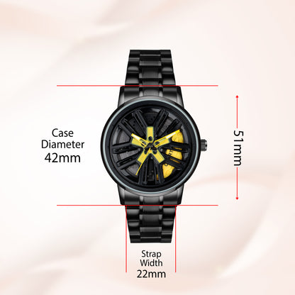 MotionX Spinning Car Wheel Dial Chain Strap Analog Watch for Men