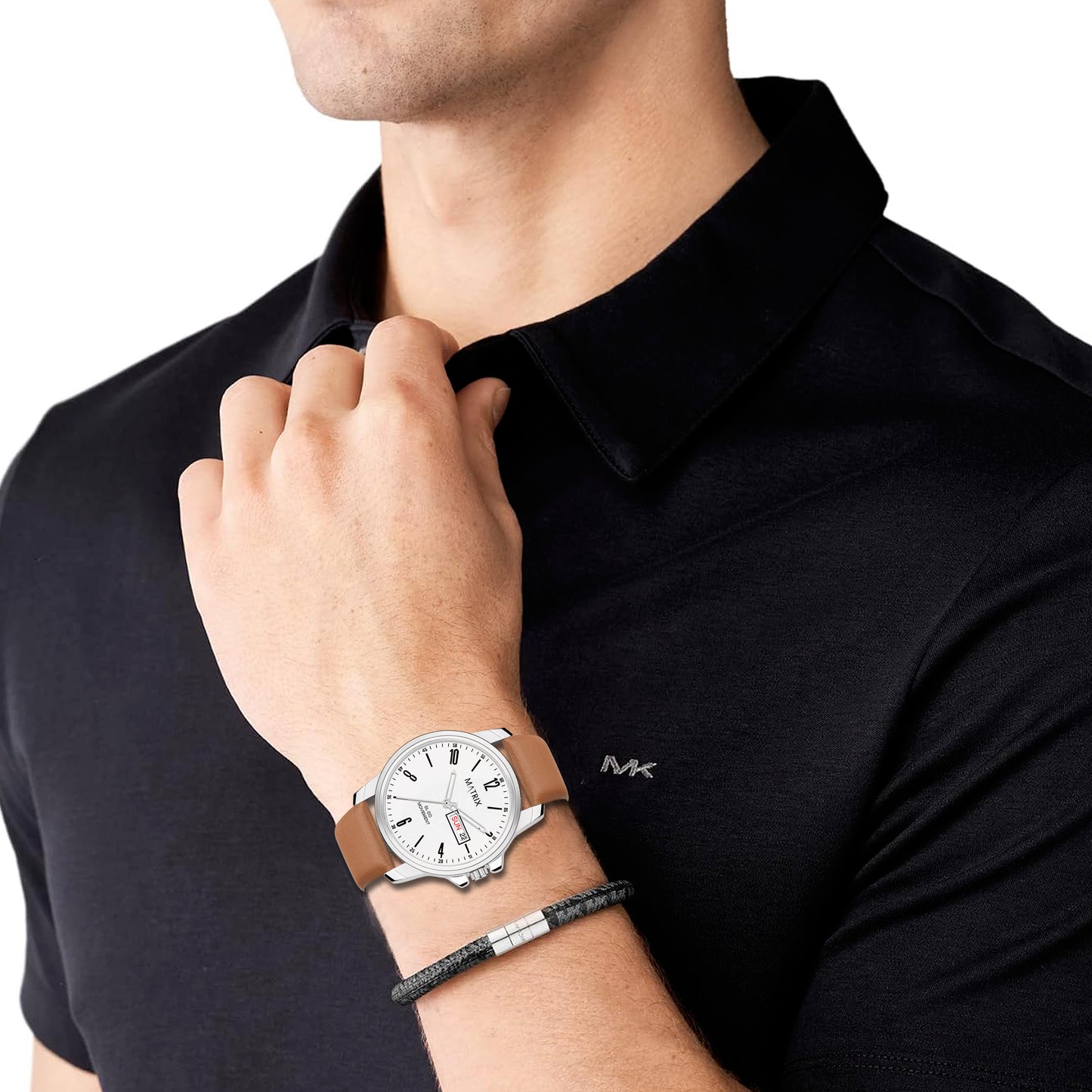 Matrix Hype Day & Date With Leather Strap Analog Watch For Men