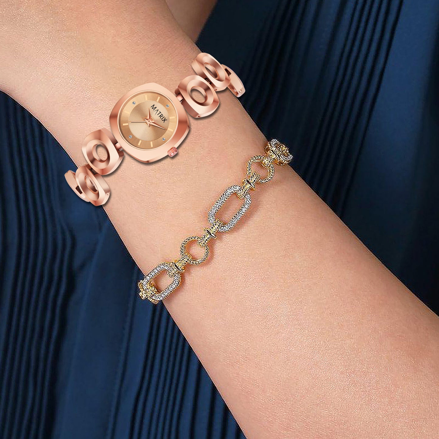 Matrix Timepiece Blush Collection | Designer Bracelet Chain Watch for Women