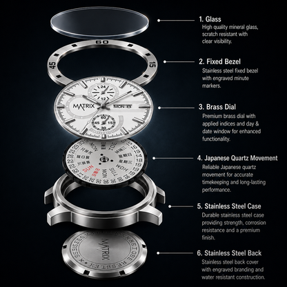 Matrix Superior Day & Date With Stainless Steel Strap Analog Watch For Men