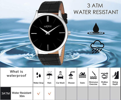 Signature Leather Strap Analog Watch for Men