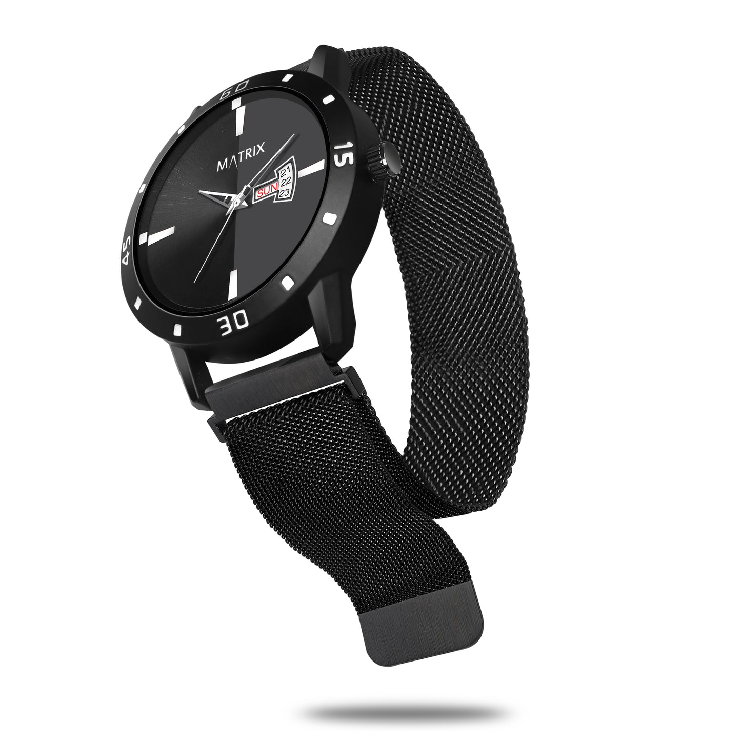 Matrix Dual Tone Black Day & Date Dial With Mesh Chain Strap Analog Watch for Men