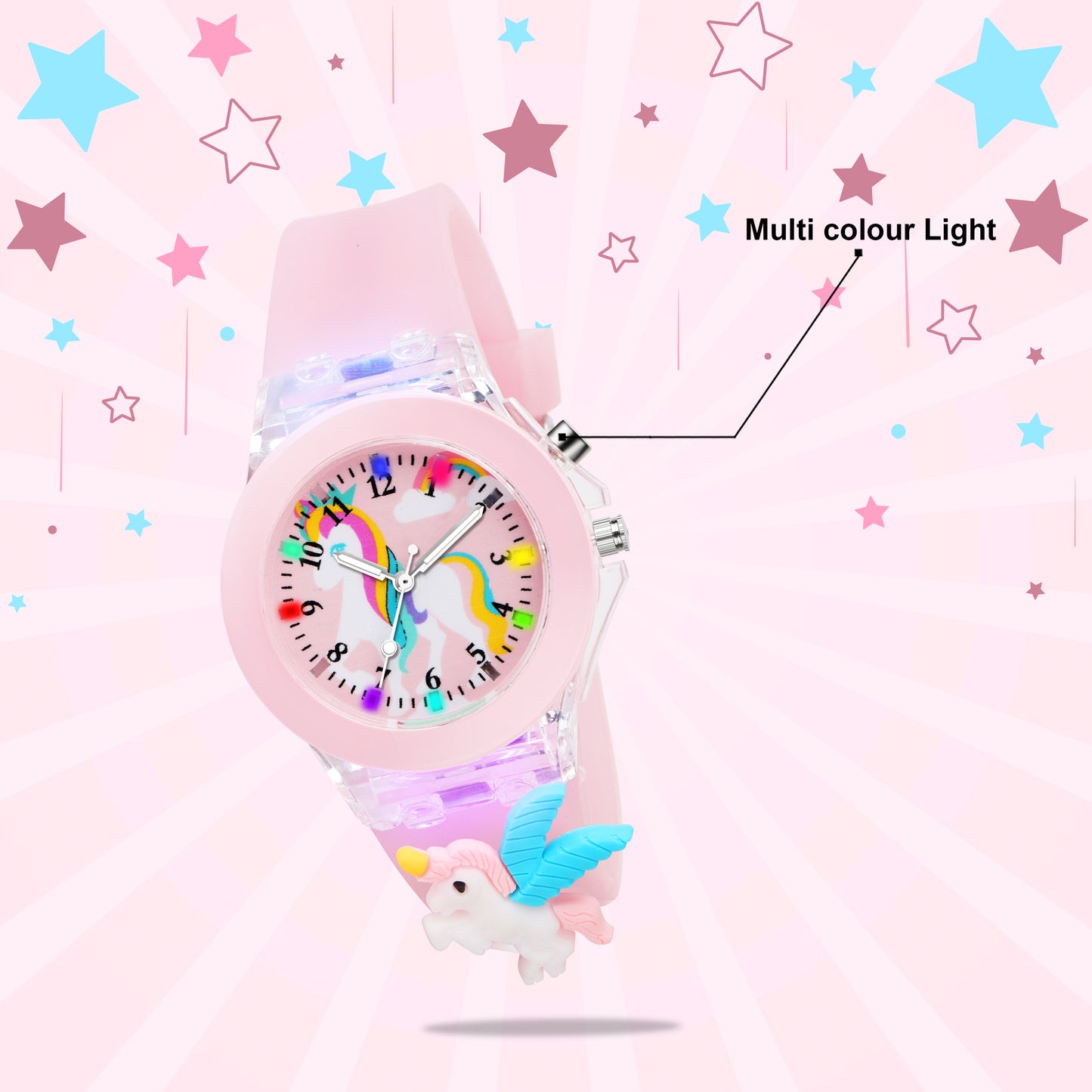 Matrix Analog 3D Unicorn On Strap With Lights Analog Watch for Kids