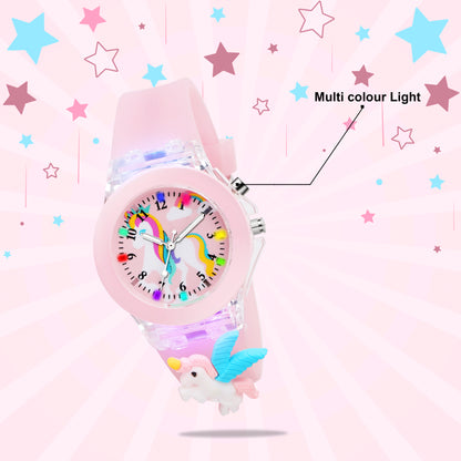 Matrix Analog 3D Unicorn On Strap With Lights Analog Watch for Kids