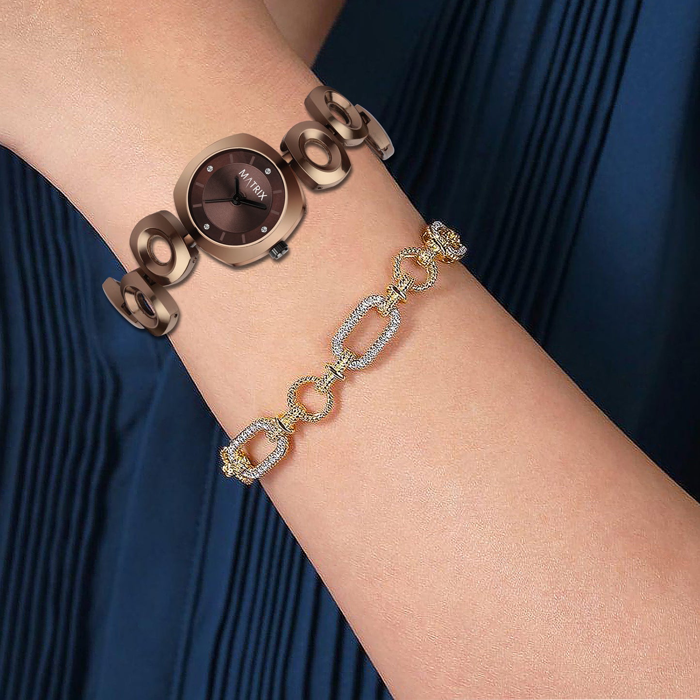 Matrix Timepiece Blush Collection | Designer Bracelet Chain Watch for Women