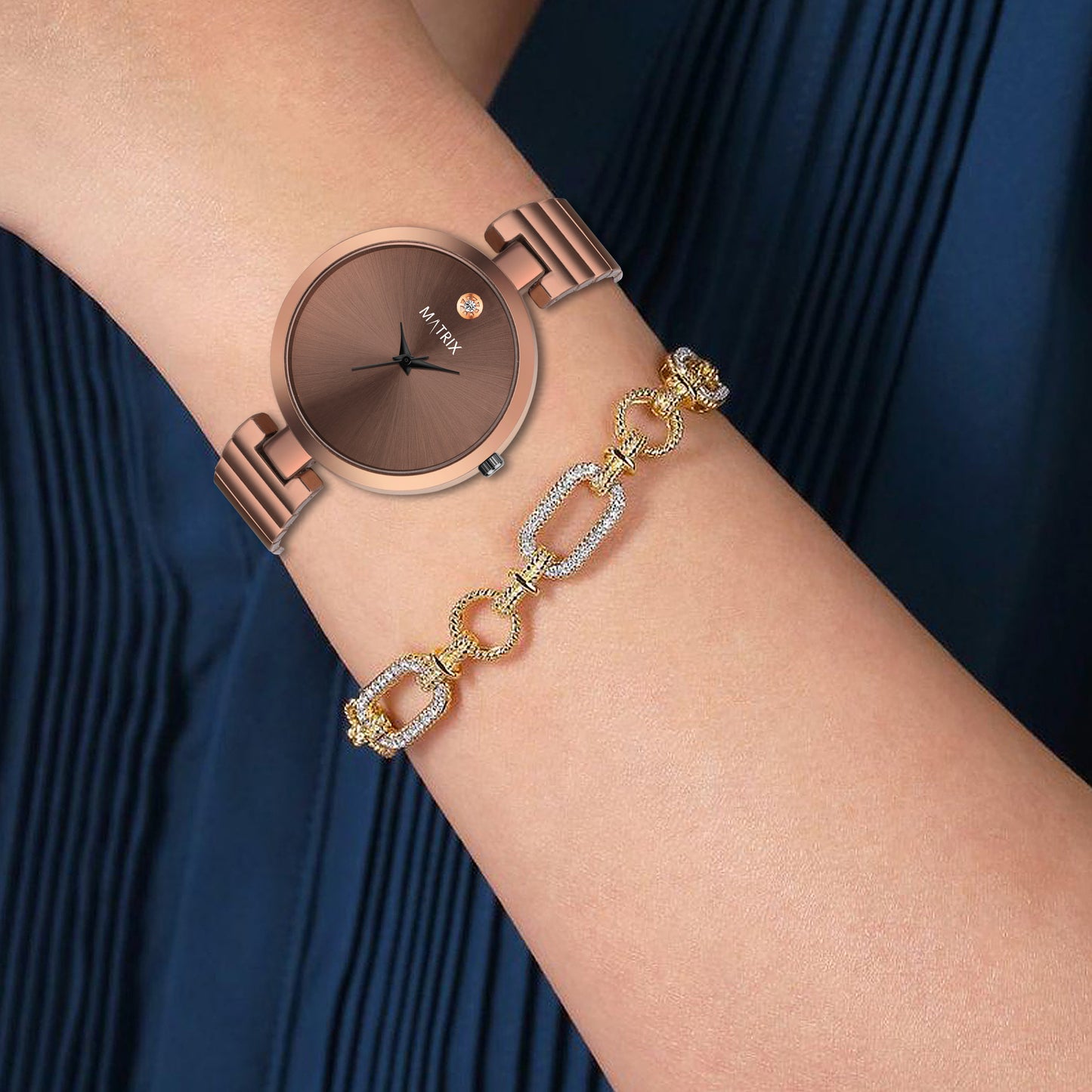 BLUSH Stone Stud Bracelet Style Analog Watch for Women