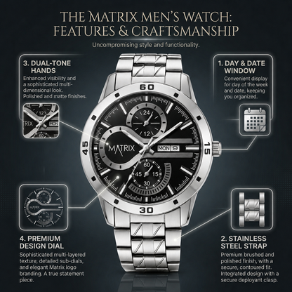 Matrix Superior Day & Date With Stainless Steel Strap Analog Watch For Men