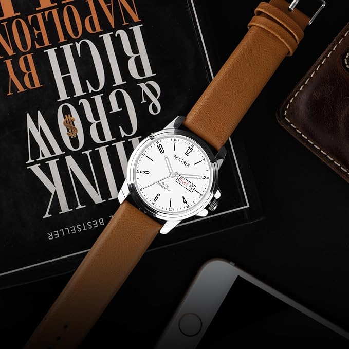 Matrix Hype Day & Date With Leather Strap Analog Watch For Men