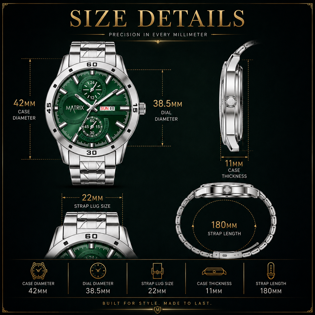Matrix Superior Day & Date With Stainless Steel Strap Analog Watch For Men