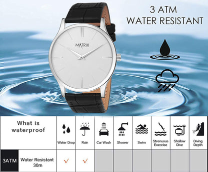 Signature Leather Strap Analog Watch for Men