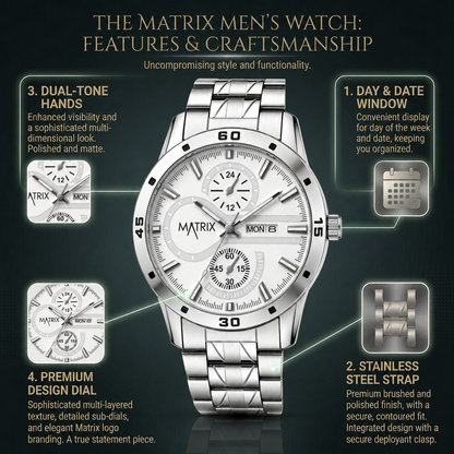 Matrix Superior Day & Date With Stainless Steel Strap Analog Watch For Men