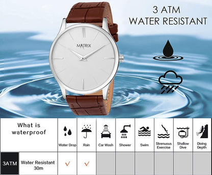 Signature Leather Strap Analog Watch for Men