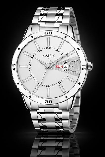 Matrix Antique 3.0 Day & Date With Stainless Steel Strap Analog Watch For Men