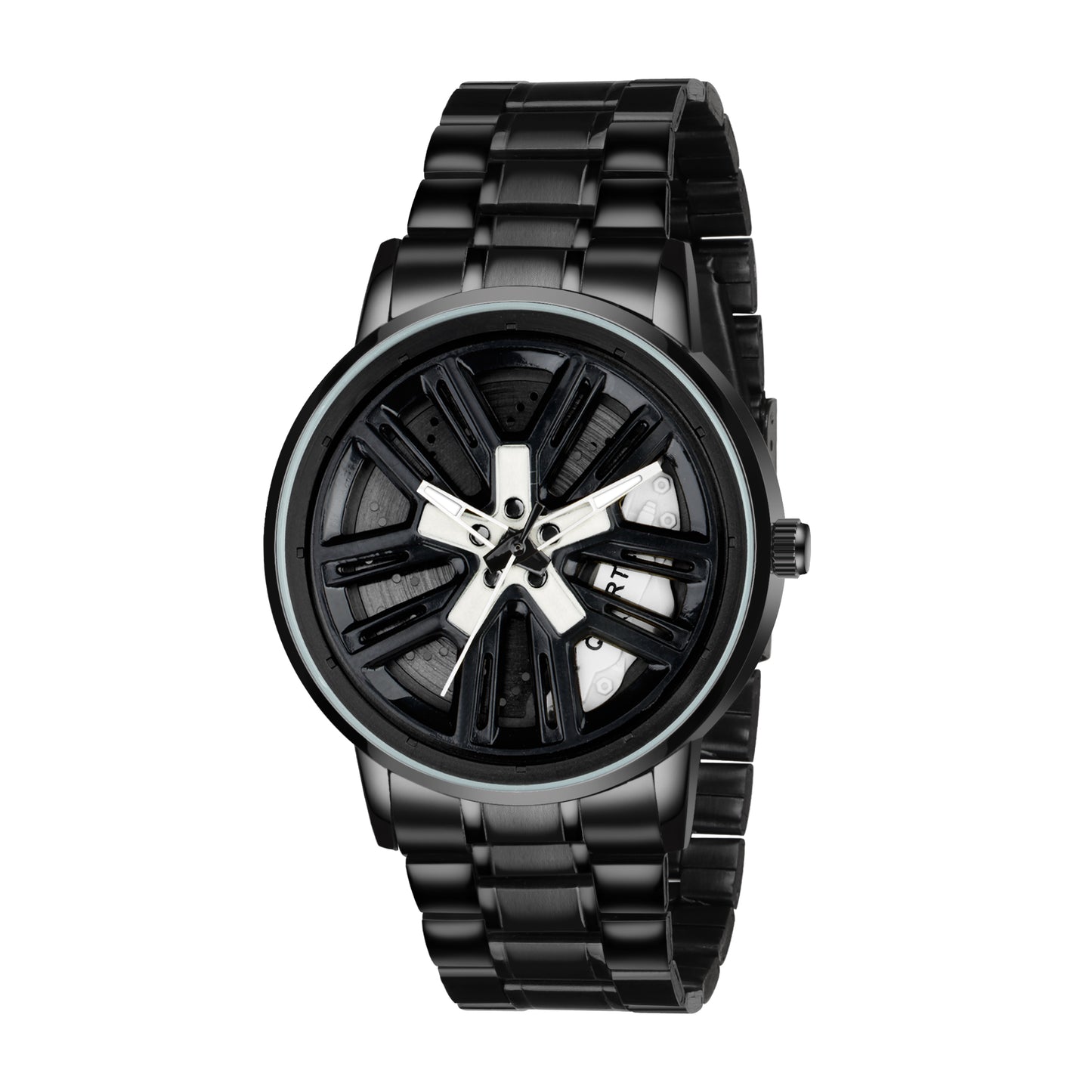 MotionX Spinning Car Wheel Dial Chain Strap Analog Watch for Men