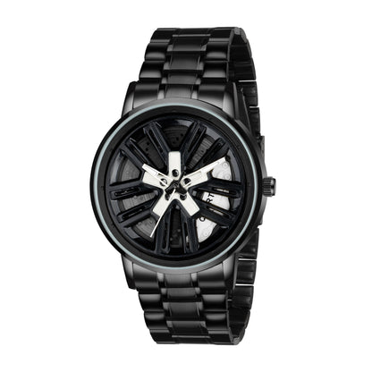 MotionX Spinning Car Wheel Dial Chain Strap Analog Watch for Men