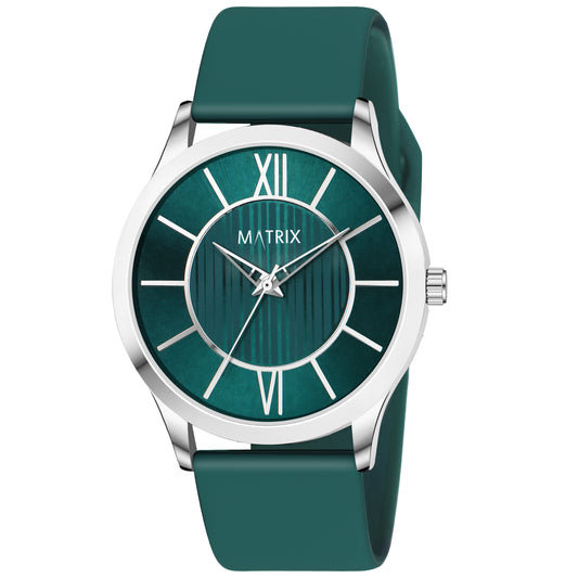 Matrix Dope Teal Green Dial With Silicone Strap Analog Watch For Men