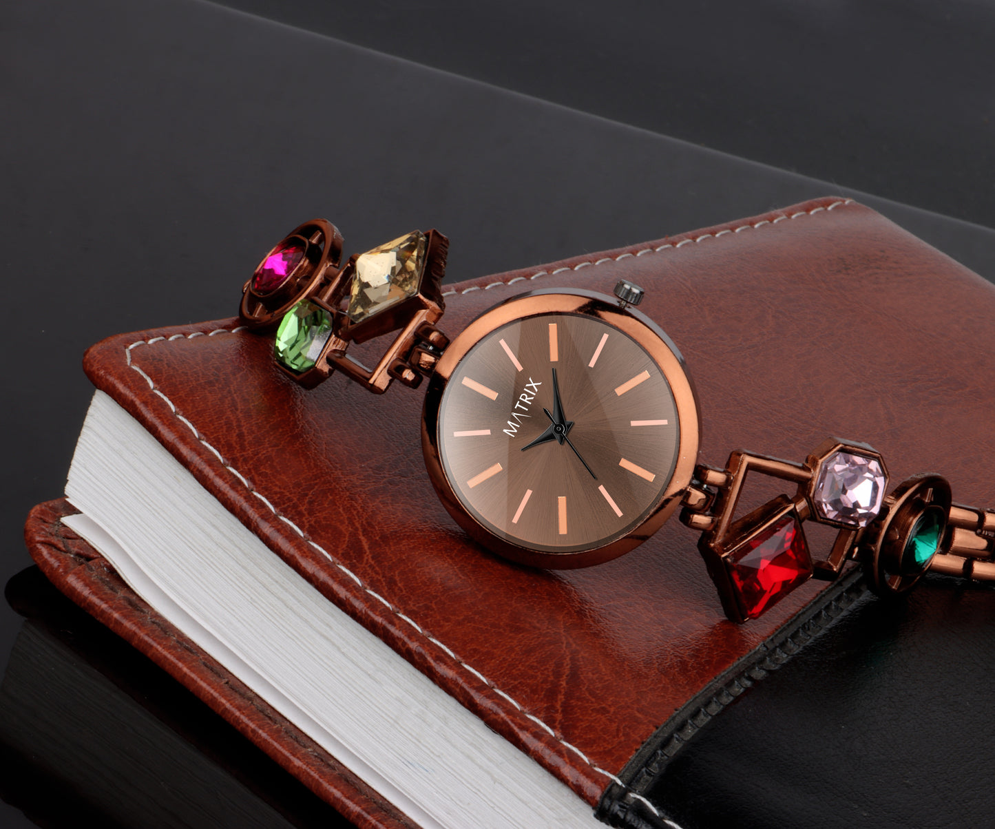 Matrix DAISY Stone Studded Bracelet Analog Watch for Women