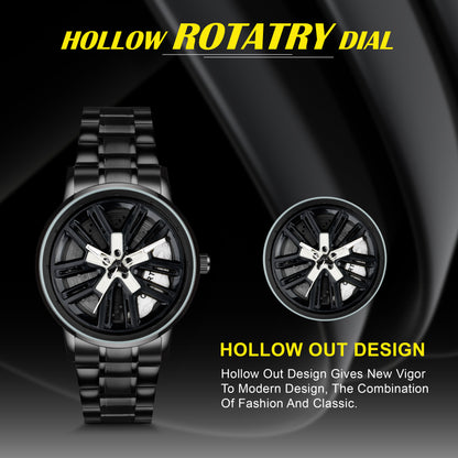 MotionX Spinning Car Wheel Dial Chain Strap Analog Watch for Men