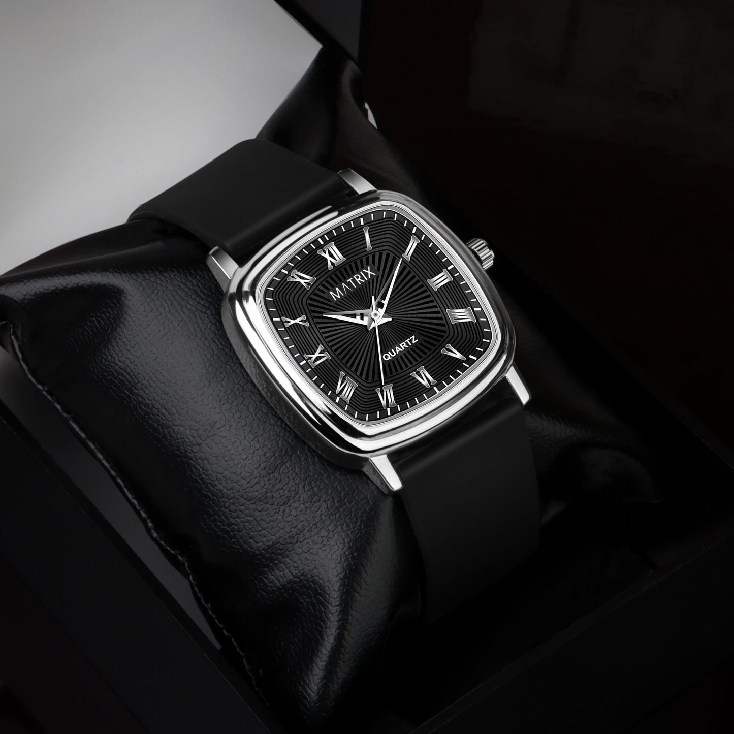 Matrix Iconic Square Dial Silicone Strap Analog Watch for Men