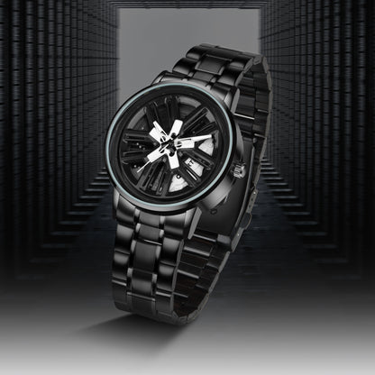 MotionX Spinning Car Wheel Dial Chain Strap Analog Watch for Men