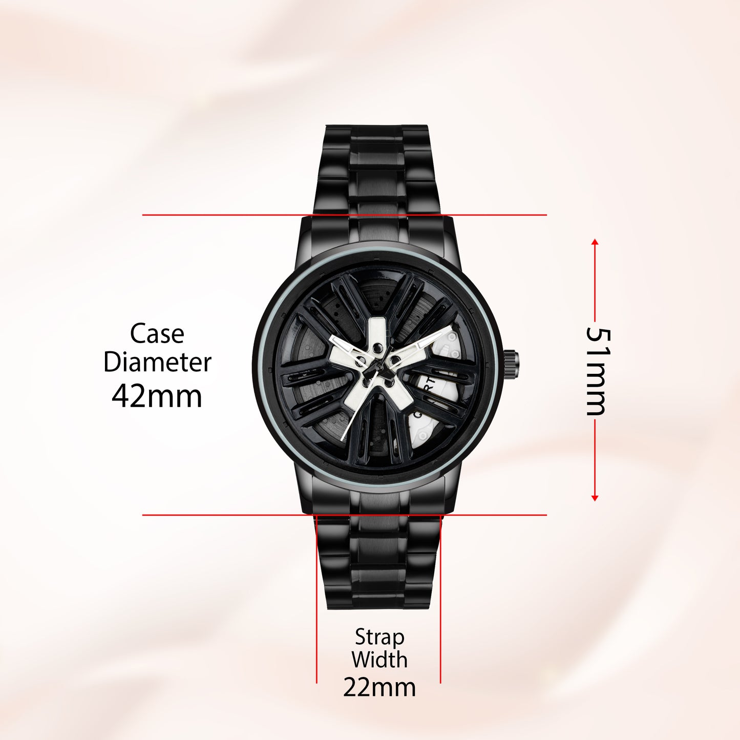 MotionX Spinning Car Wheel Dial Chain Strap Analog Watch for Men