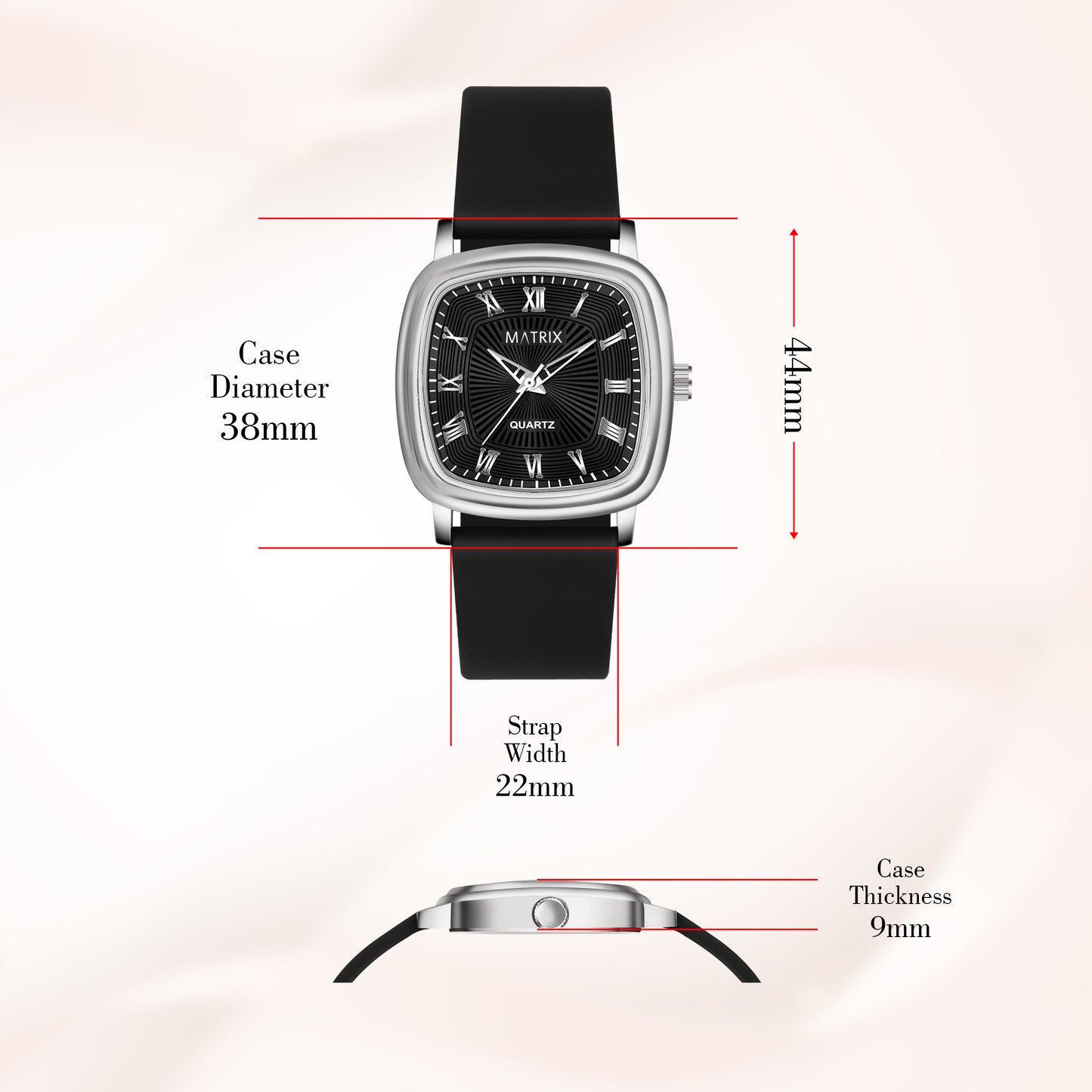 Matrix Iconic Square Dial Silicone Strap Analog Watch for Men