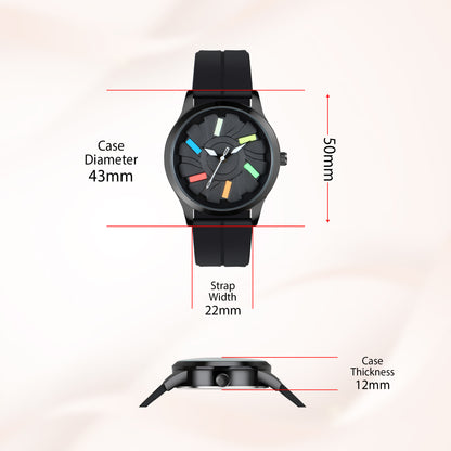 Matrix MotionX Rotating Dial With Radium Inside & Black Silicone Strap Analog Watch for Men