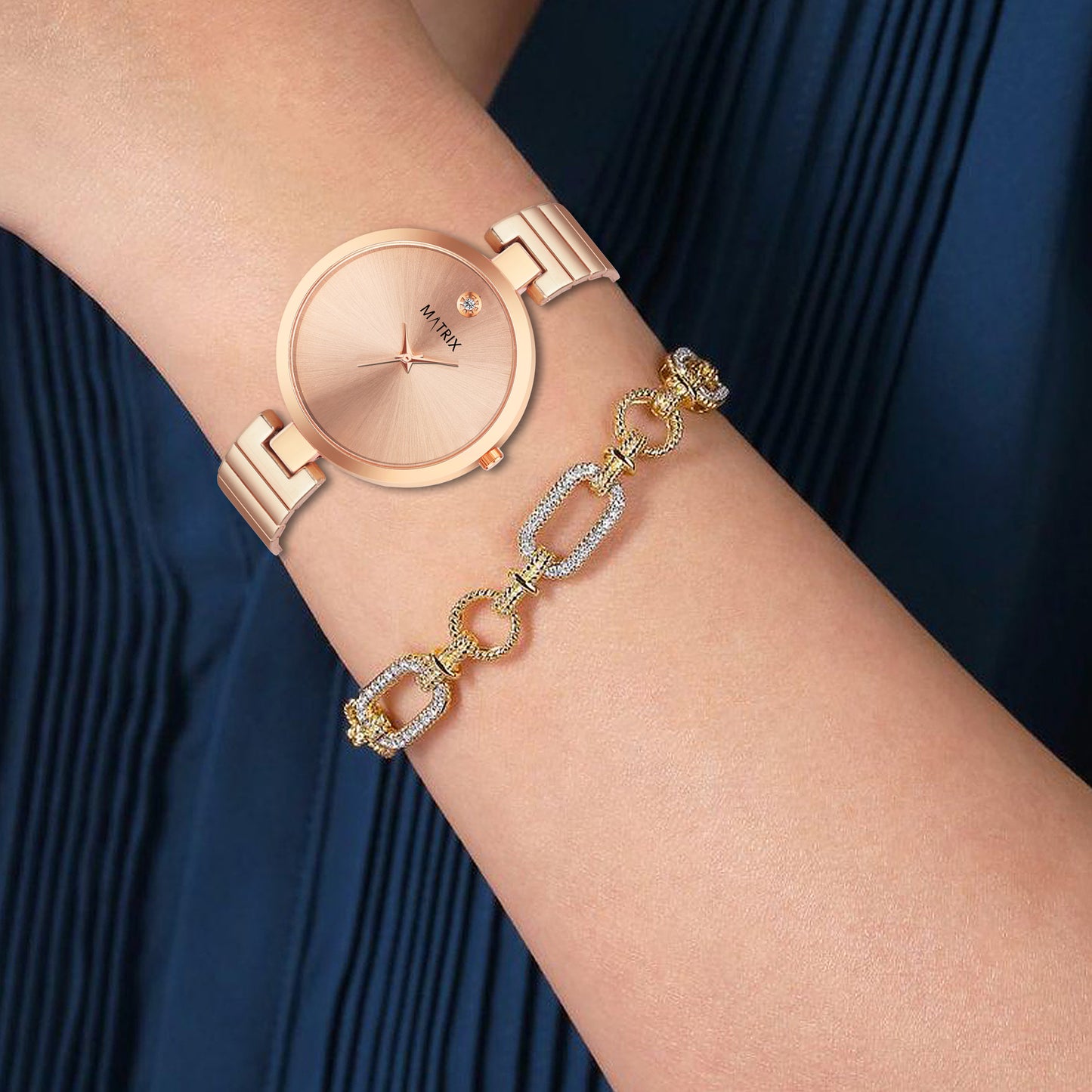 BLUSH Stone Stud Bracelet Style Analog Watch for Women