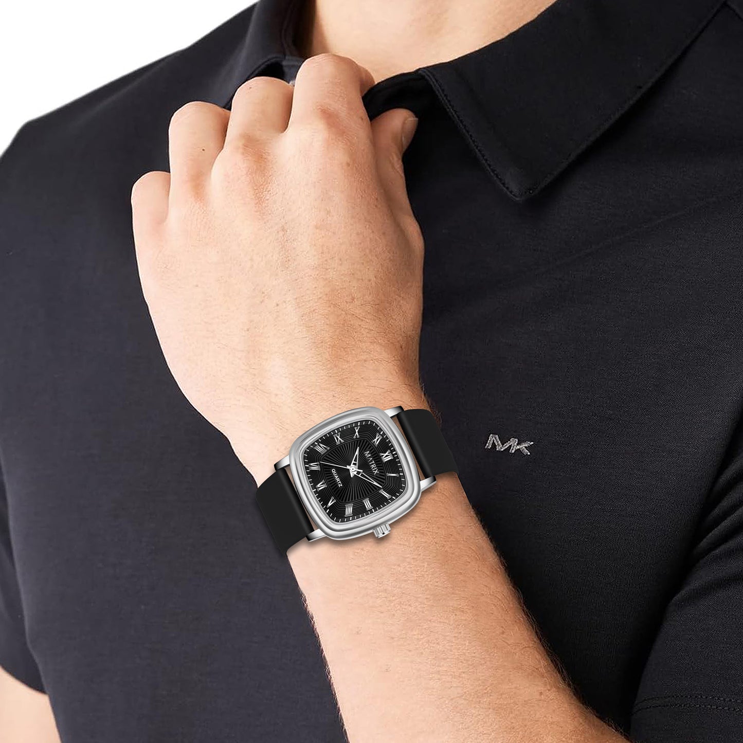 Matrix Iconic Square Dial Silicone Strap Analog Watch for Men