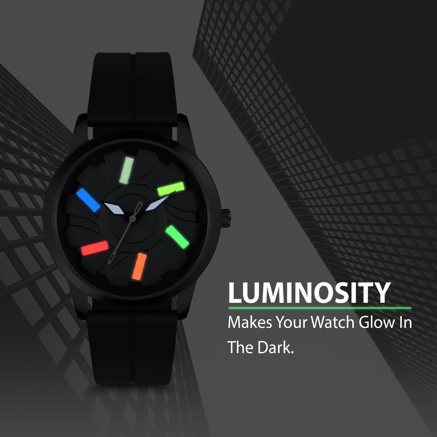 Matrix MotionX Rotating Dial With Radium Inside & Black Silicone Strap Analog Watch for Men