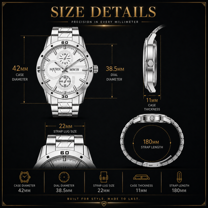 Matrix Superior Day & Date With Stainless Steel Strap Analog Watch For Men