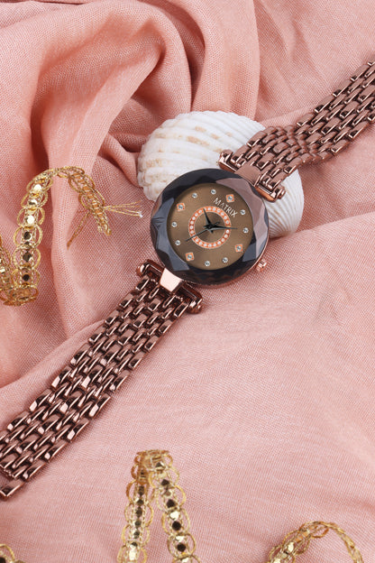 Matrix Moments Collection | Diamond Cut Glass Bracelet Style Watch For Women