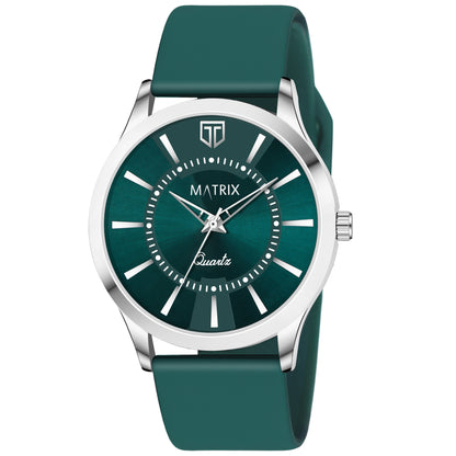 Matrix Dope Teal Green Dial With Silicone Strap Analog Watch For Men