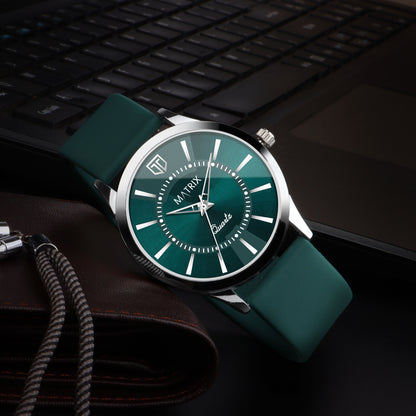 Matrix Dope Teal Green Dial With Silicone Strap Analog Watch For Men