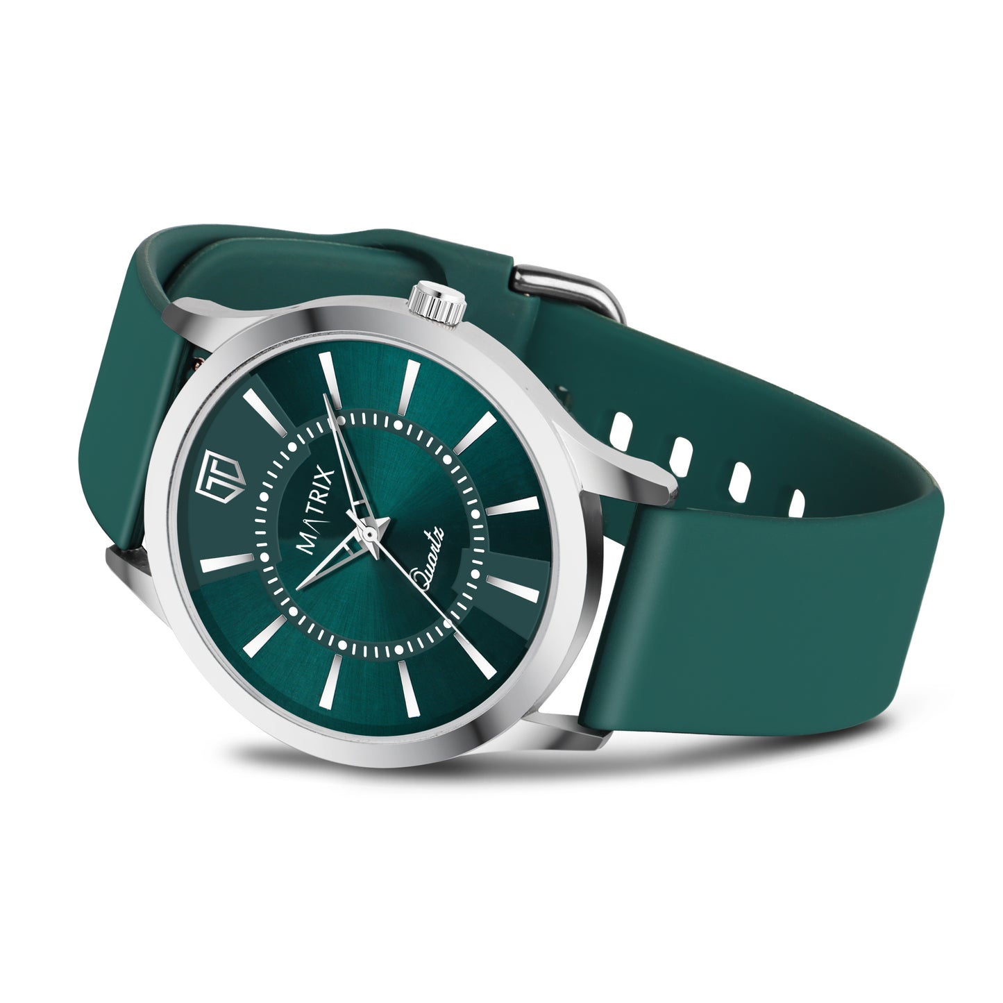 Matrix Dope Teal Green Dial With Silicone Strap Analog Watch For Men