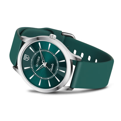 Matrix Dope Teal Green Dial With Silicone Strap Analog Watch For Men