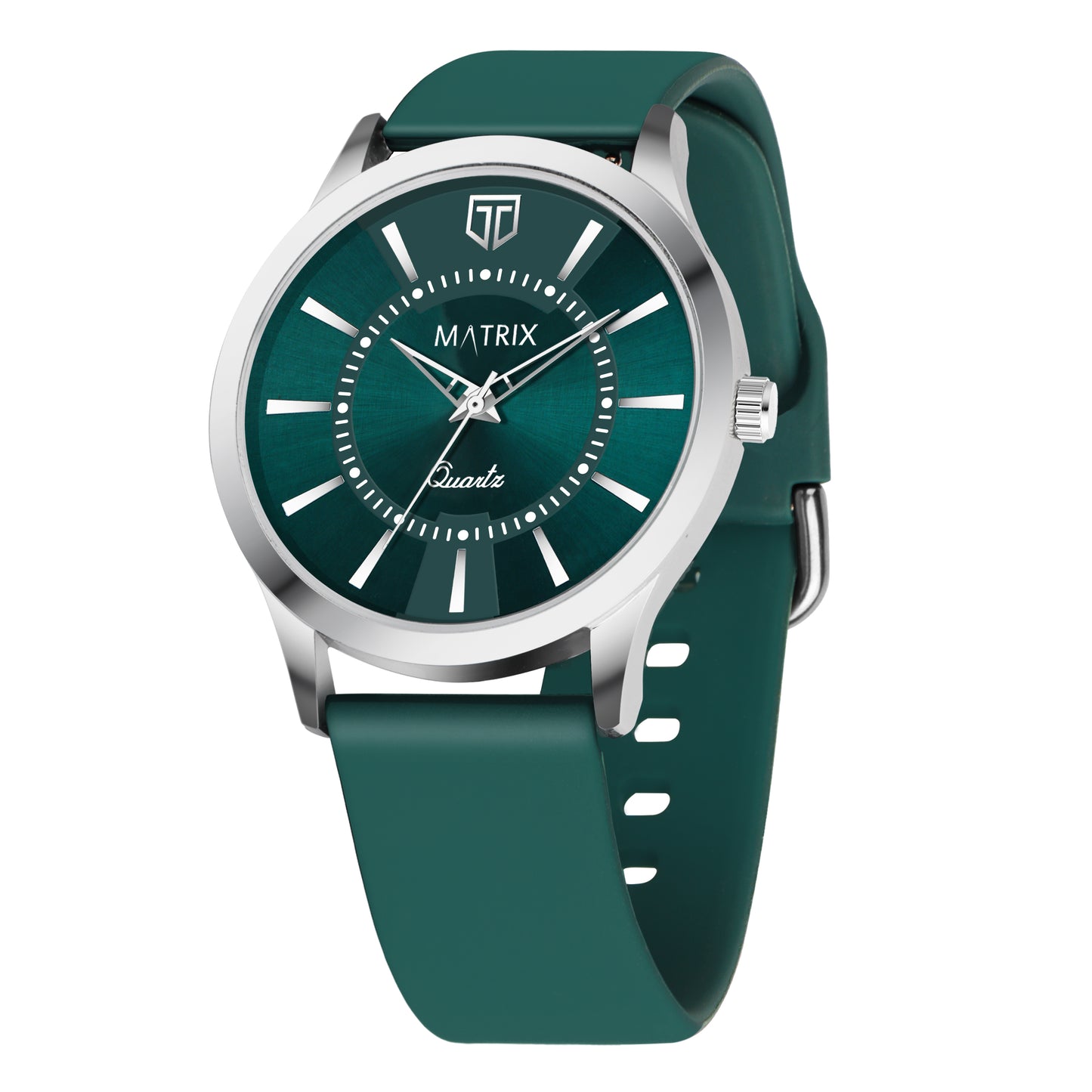 Matrix Dope Teal Green Dial With Silicone Strap Analog Watch For Men